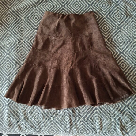 Eddie Bauer Vintage Seattle Suede Skirt Washable Leather Size 6 Brown - Picture 11 of 11